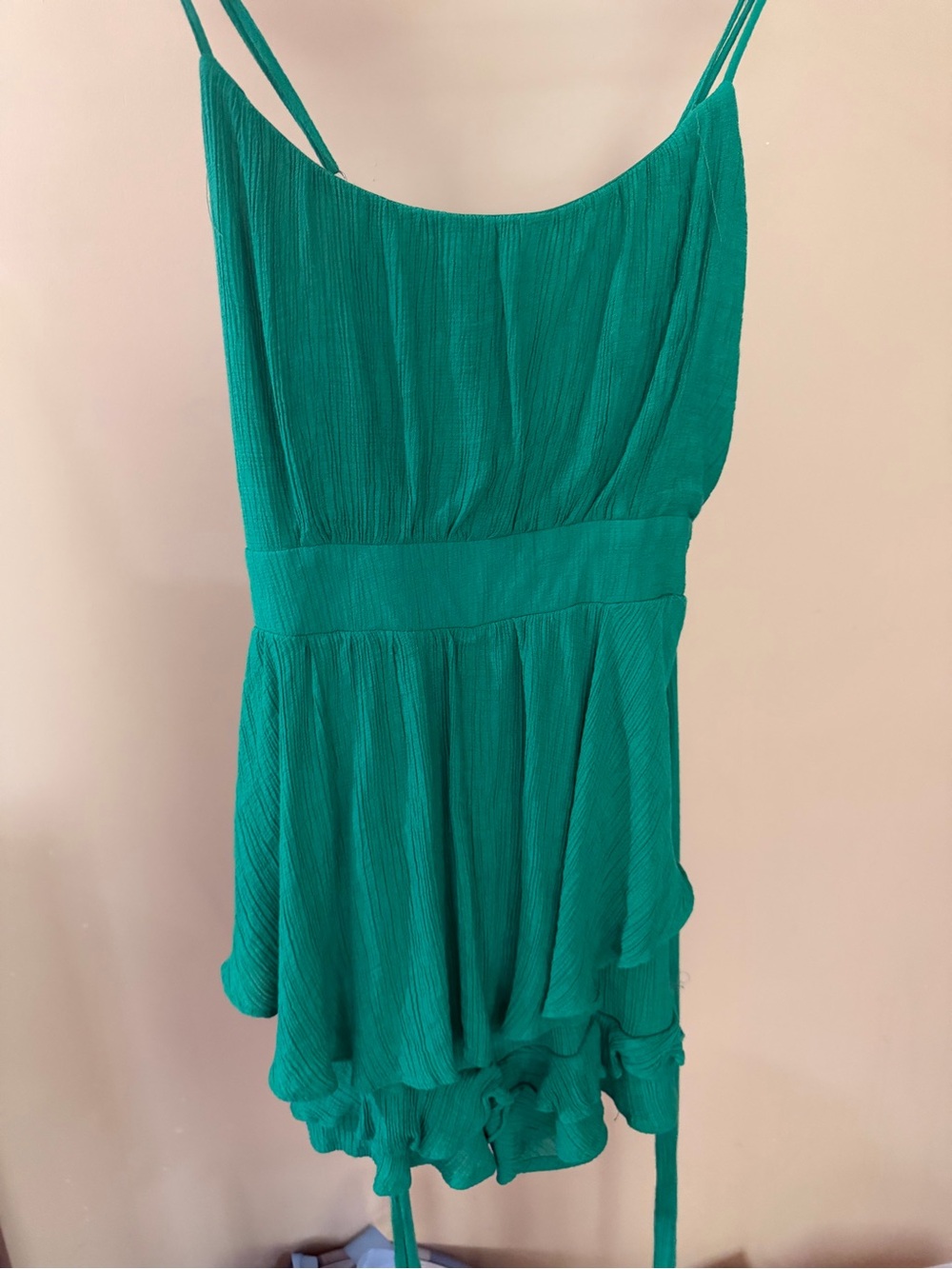 Sleeveless Teal Green Spaghetti Strap Dress
